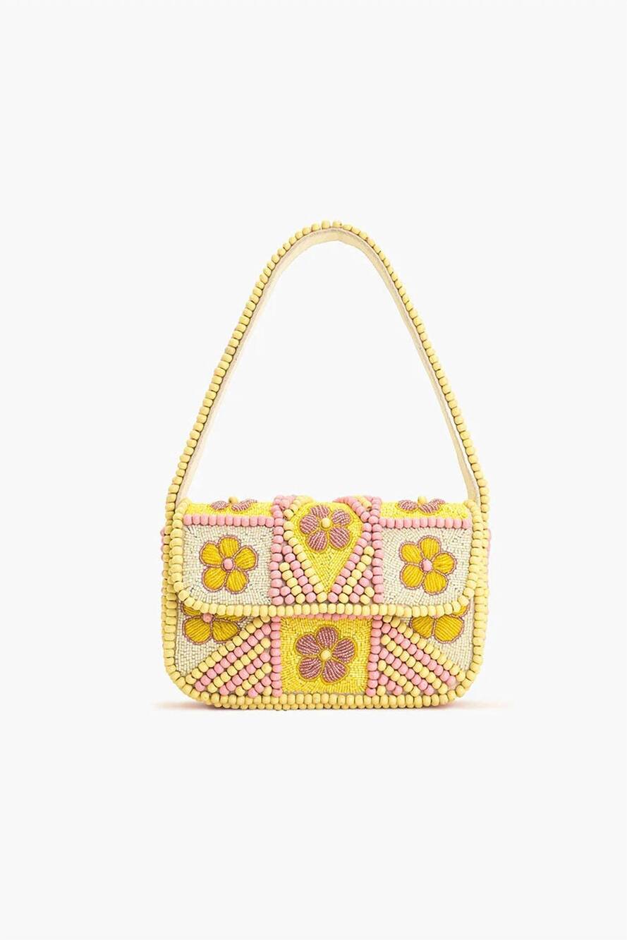 NEW AMERICA & BEYOND women's beaded shoulder bag in butter blossom